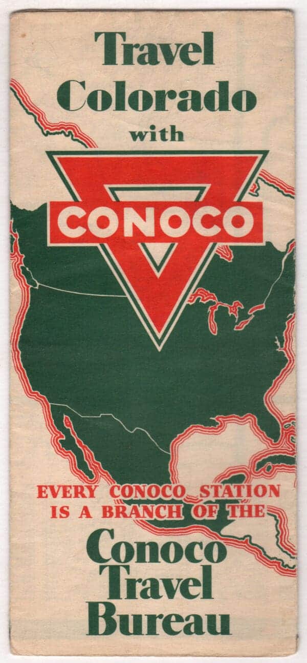 1935 Colorado Conoco Oil Co. road map - Kansas License Plates