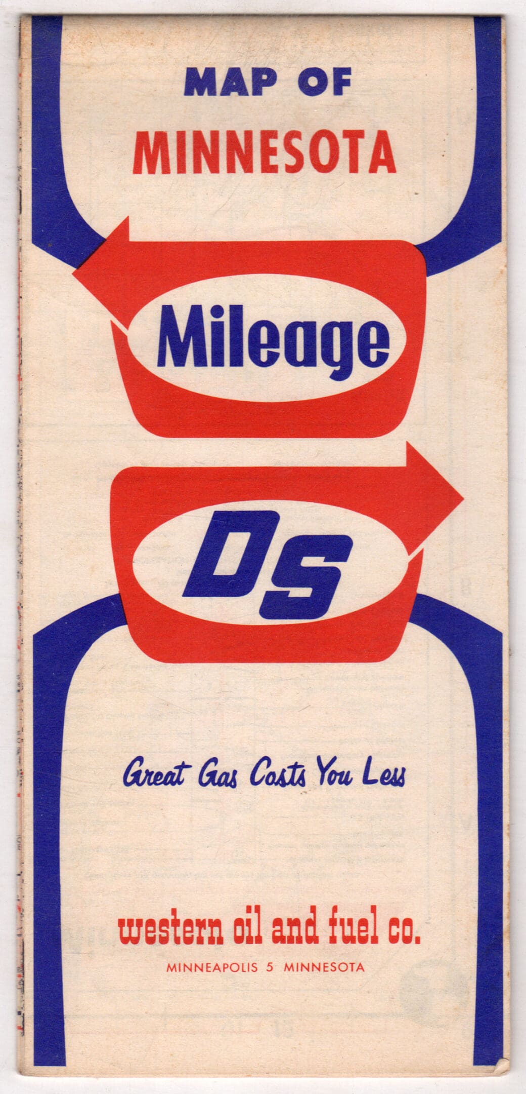 1962 Minnesota Mileage DS road map