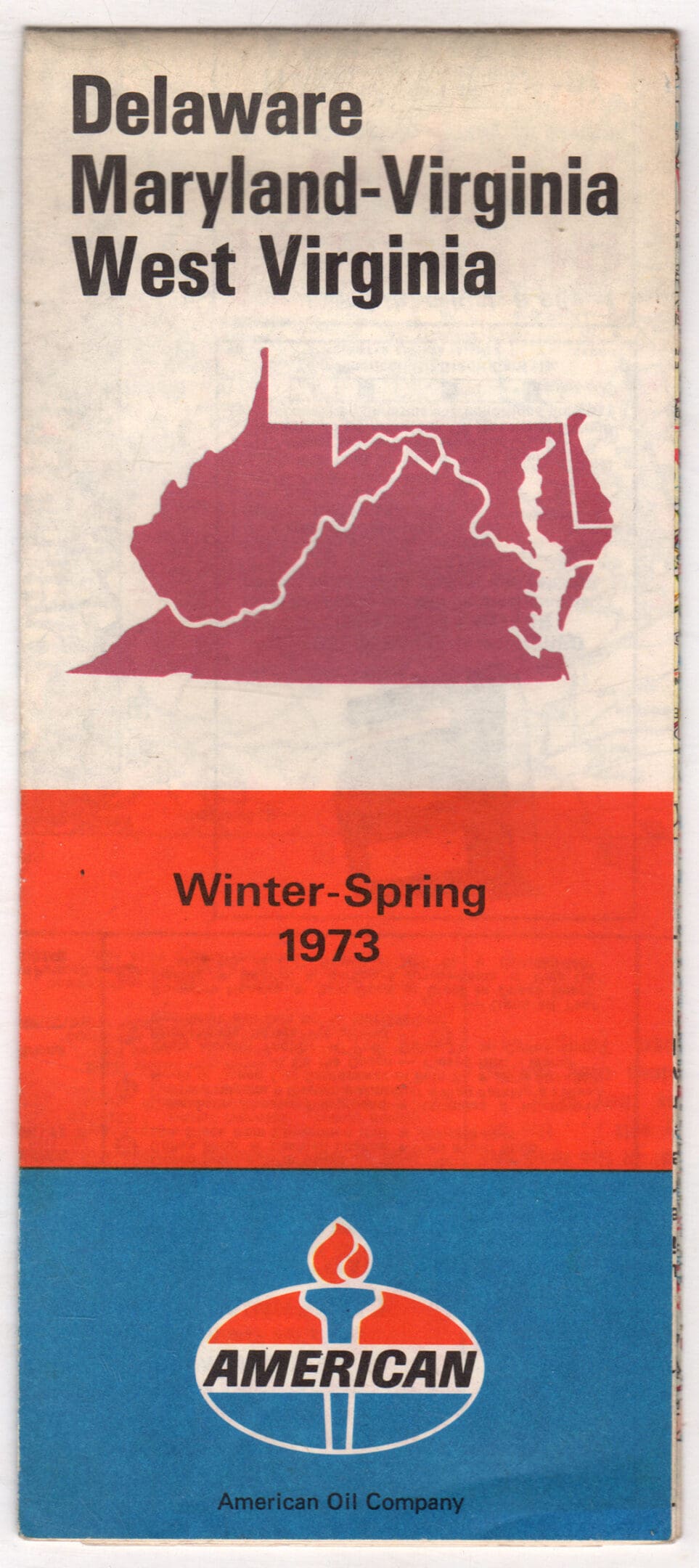 1973 Delaware Maryland Virginia West Virginia American Oil road map