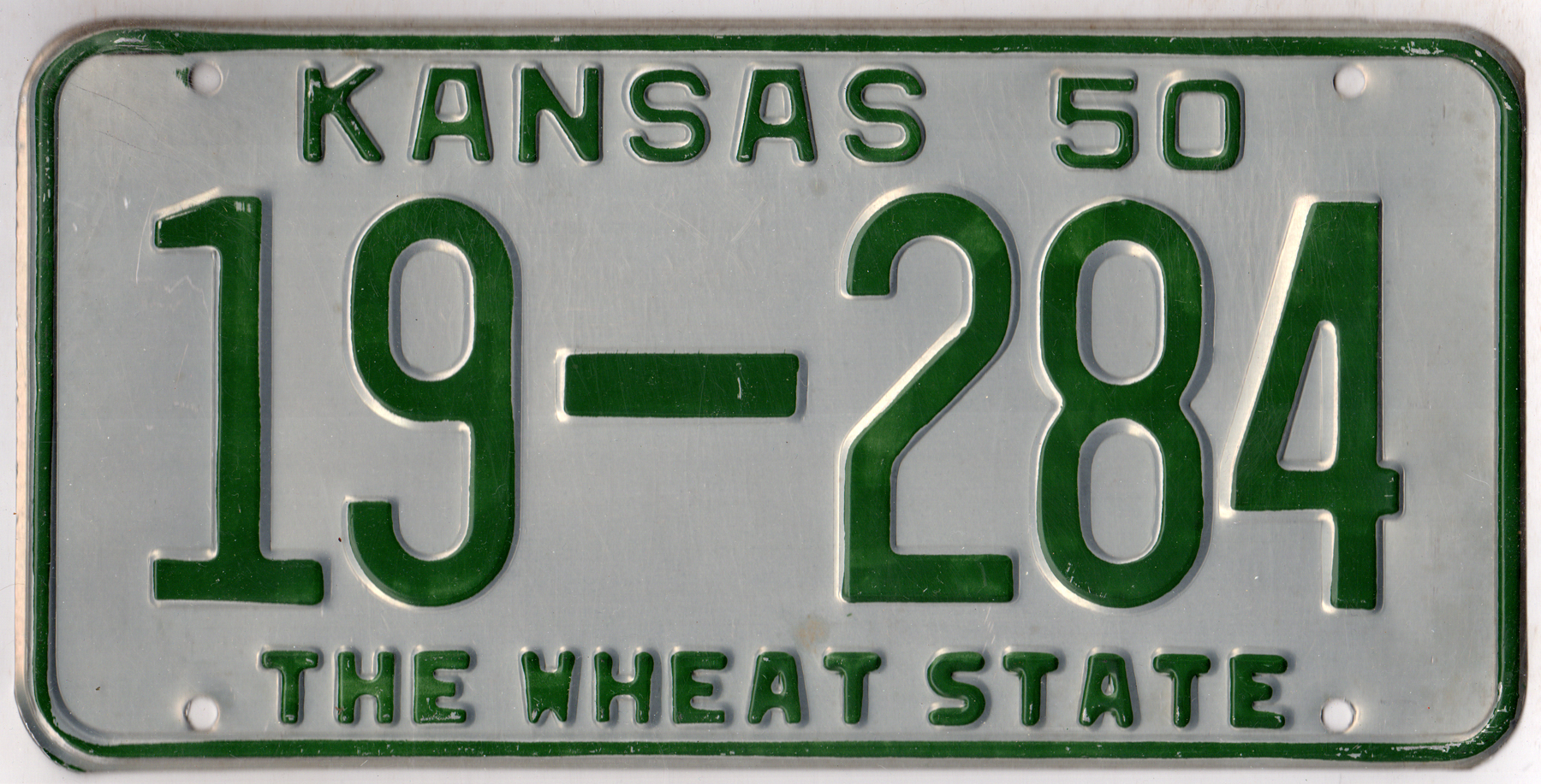 Kansas 1950 car license plate Johnson county #19-284