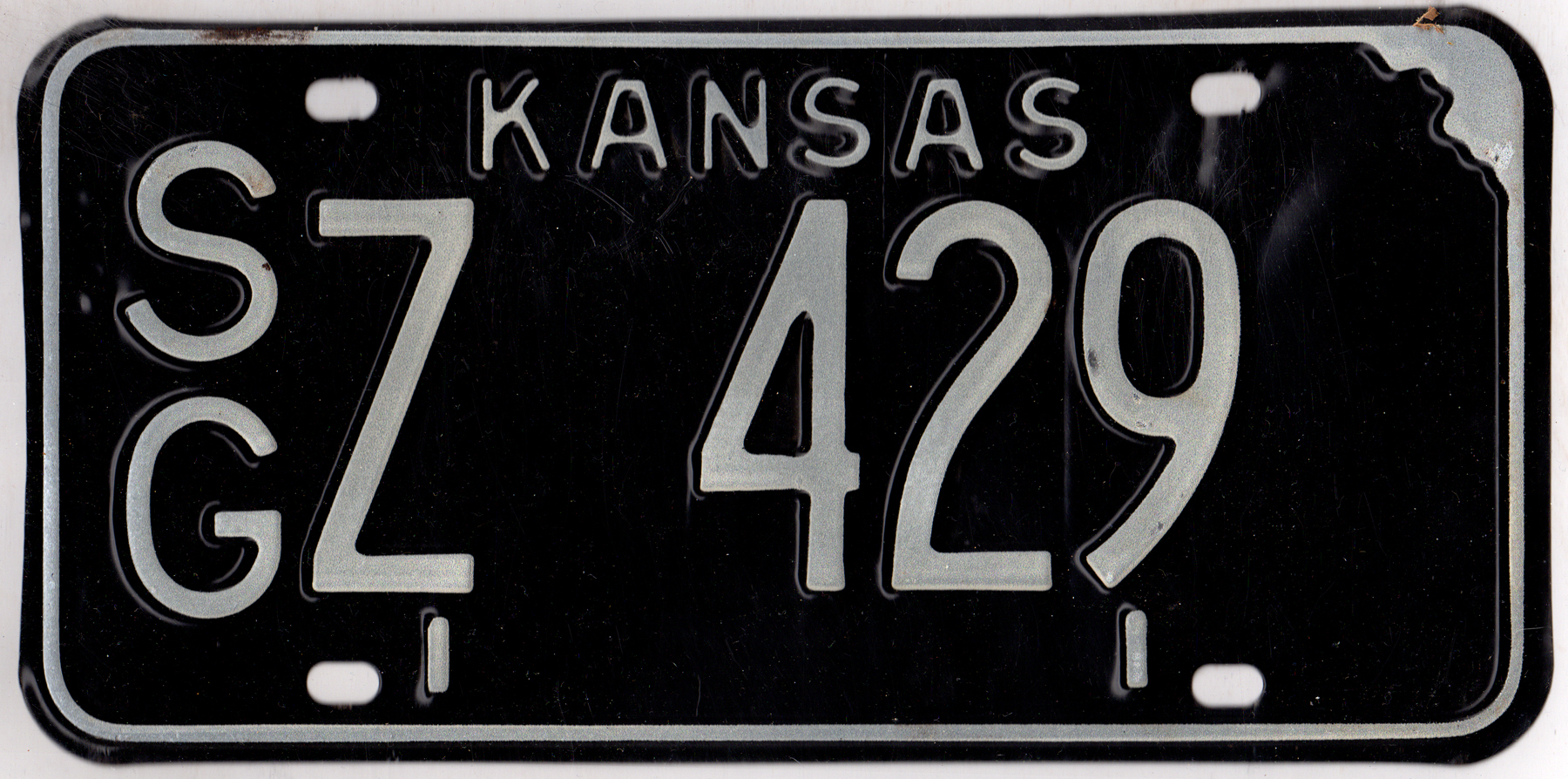 Kansas 1972 car license plate Sedgwick county #SG Z-429