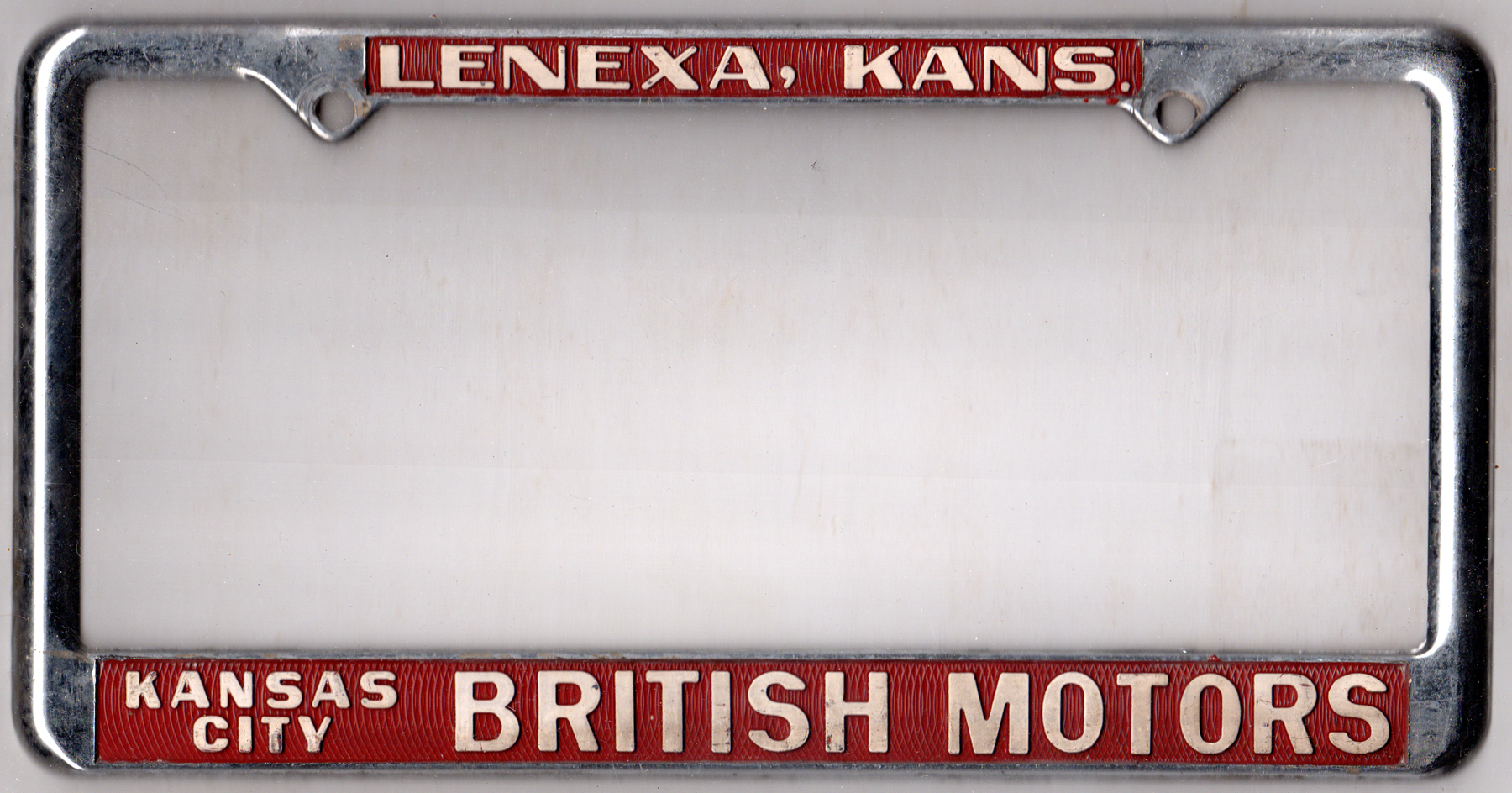 Kansas City British Motors Lenexa Kansas license plate frame