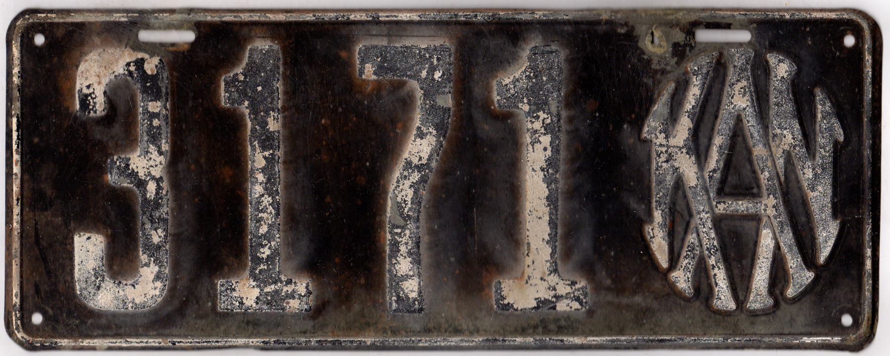 Kansas 1916 car license plate #3171