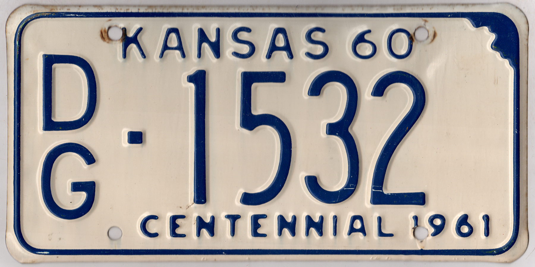 Kansas 1960 car license plate Douglas county #DG-1532