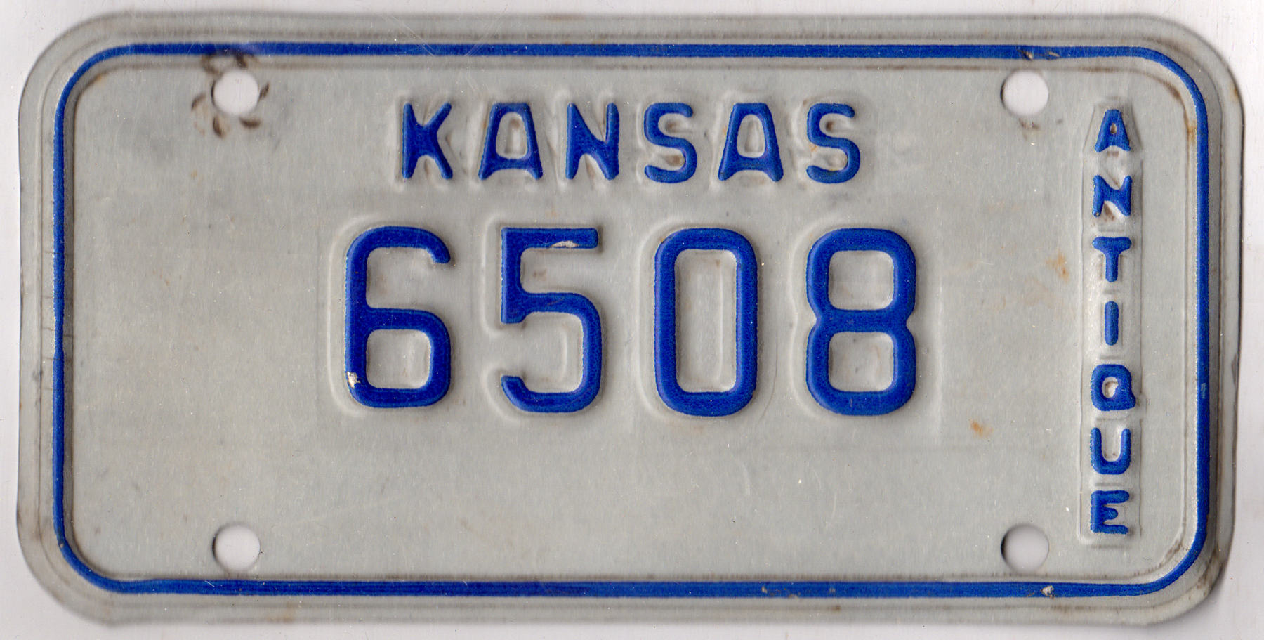 Kansas antique motorcycle license plate #6508