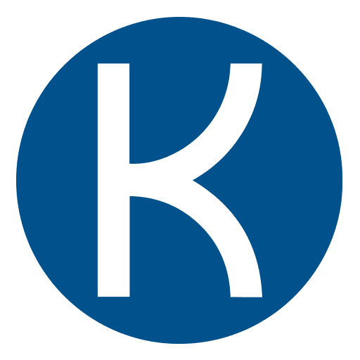 Kerato logo blue circle, modern medical branding for kerato skin treatments.