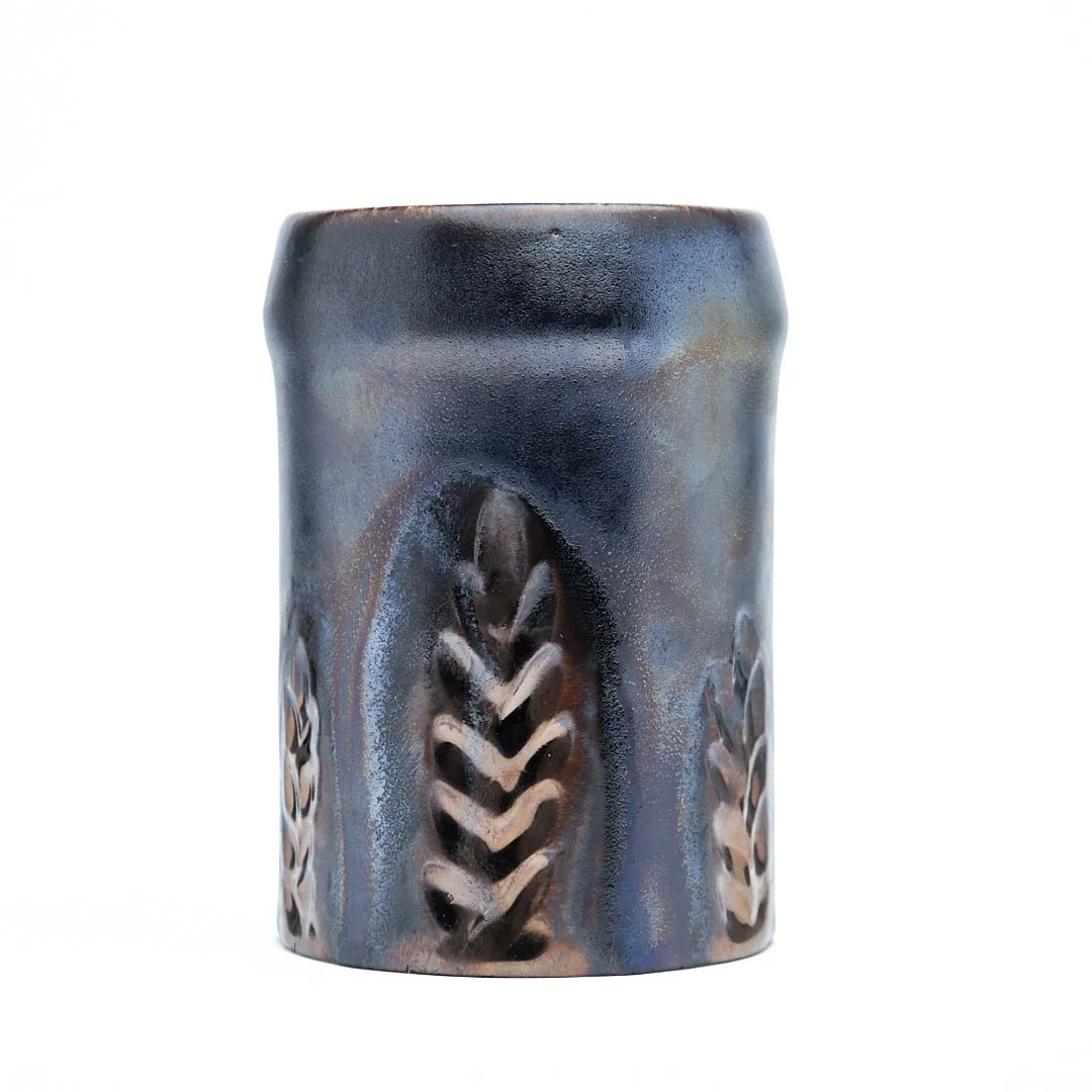 БОКАЛ РУЧНОЙ РАБОТЫ "КОЛОС В НЕФТИ" (ЧАШКА, КРУЖКА)