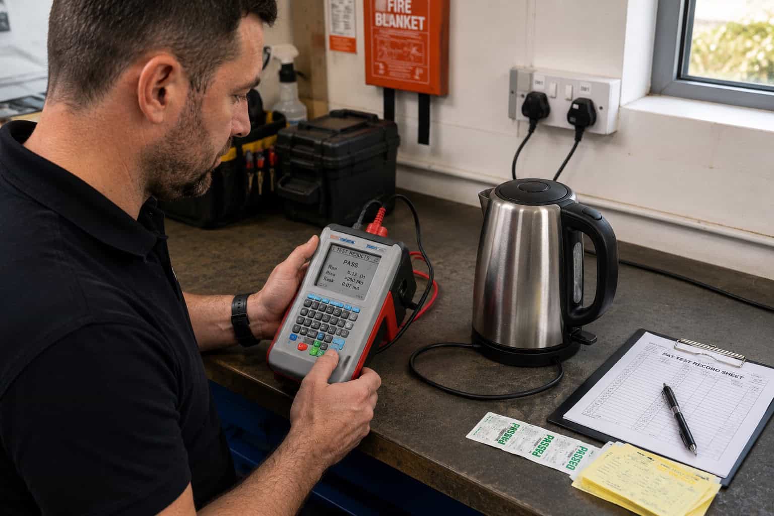 Electrical appliance testing in the workshop