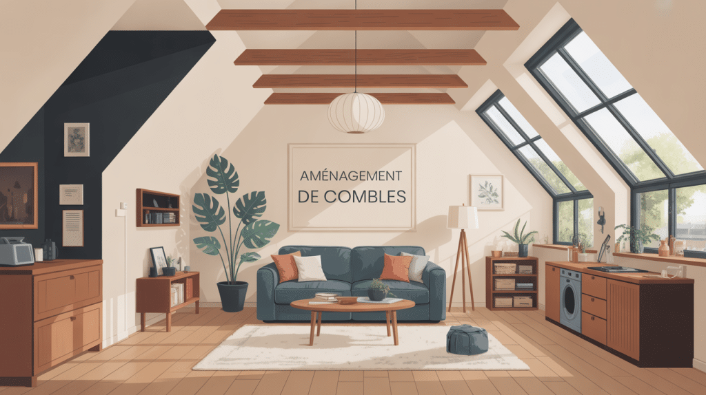 Aménagement combles avant / après illustration grenier transformé