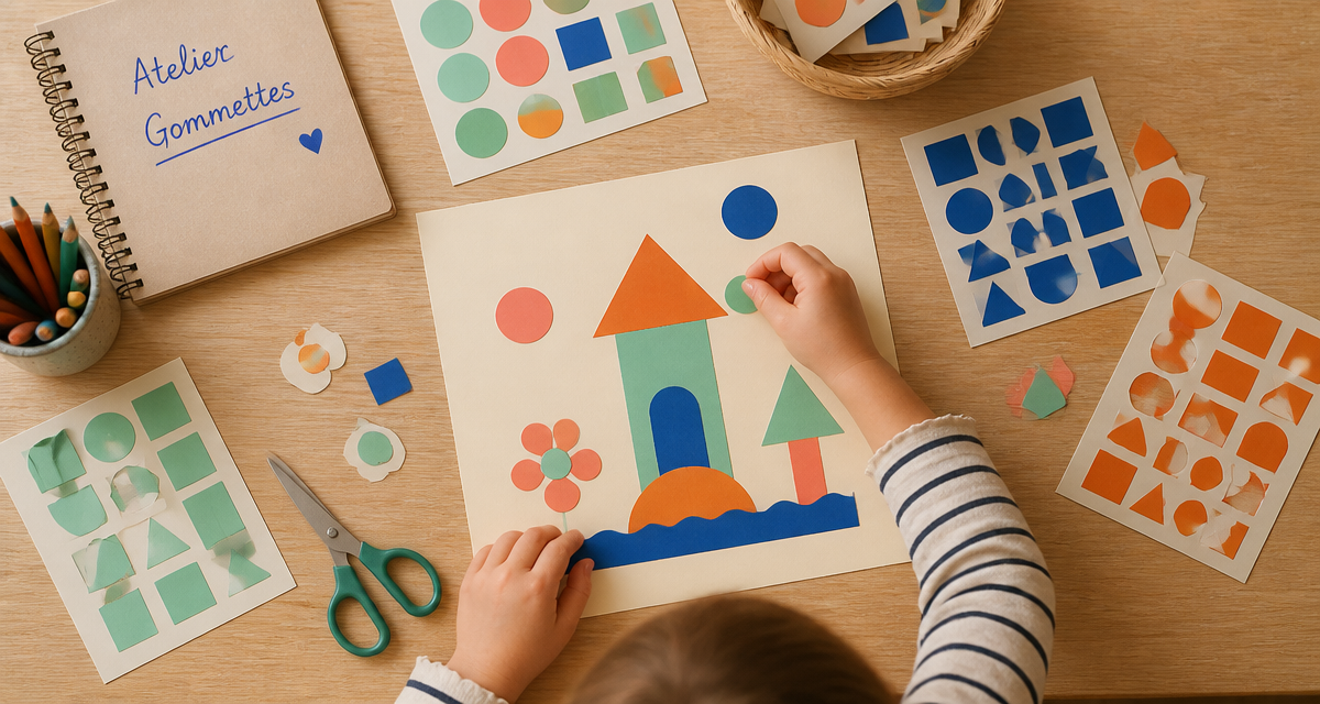 activité gommette maternelle sur table avec enfant