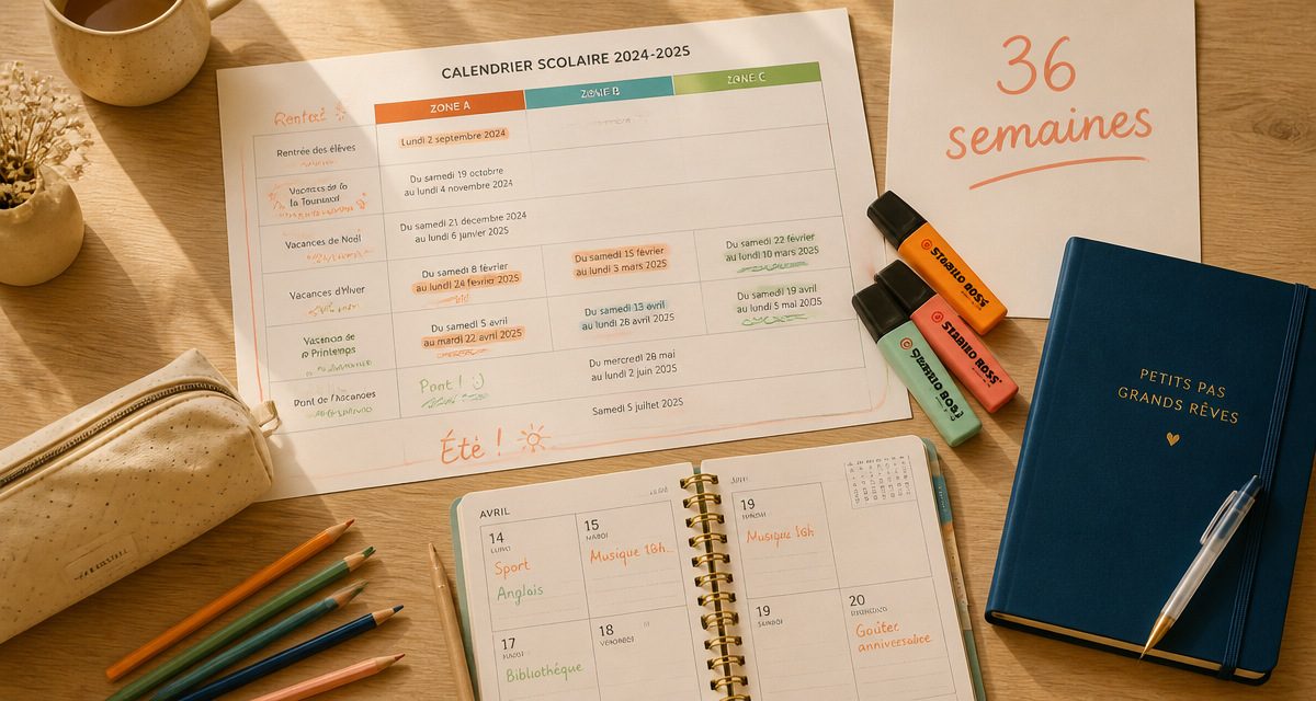 combien de semaine dans une année scolaire, bureau avec calendrier