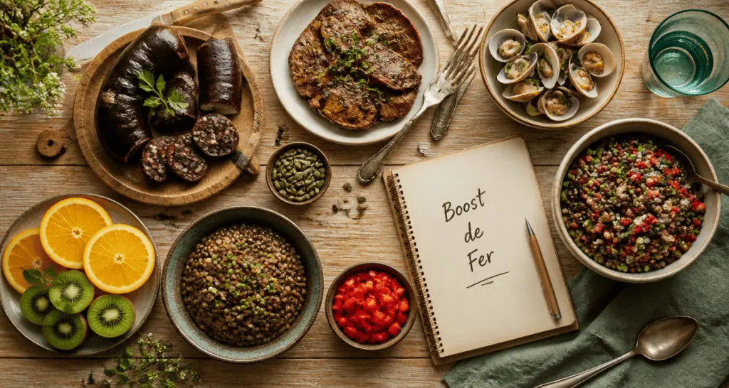 liste d aliments riche en fer en photo réaliste