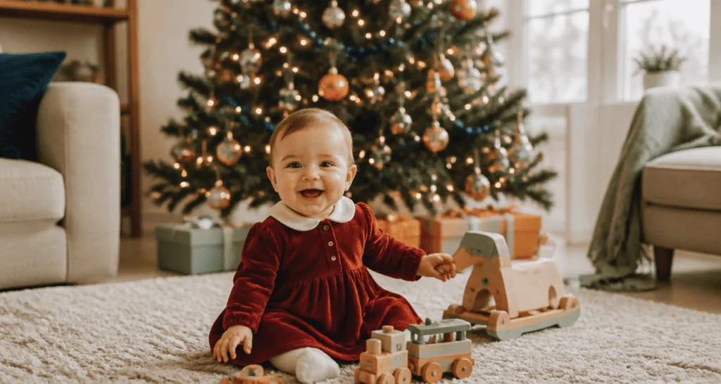 robe bebe pour noel velours rouge sapin