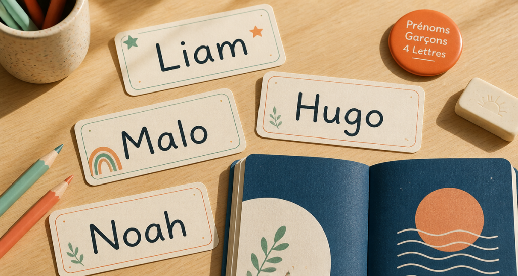 prenom garcon 4 lettres sur bureau enfant
