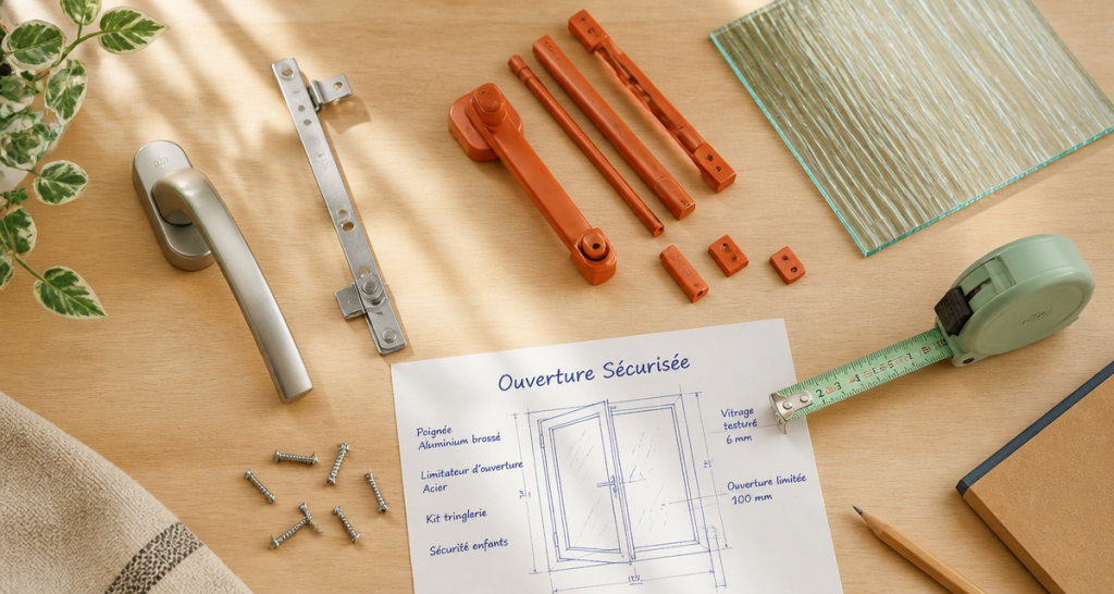 système ouverture fenêtre en hauteur accessoires sécurisés