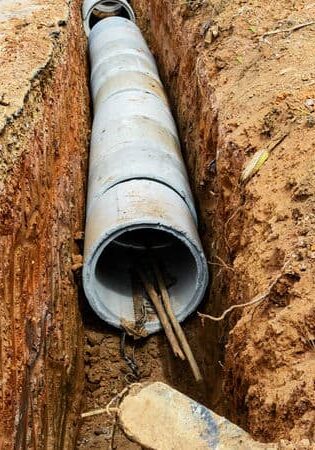 Concrete pipeline construction site