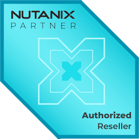 Nutanix partner badge with authorized reseller designation and logo.