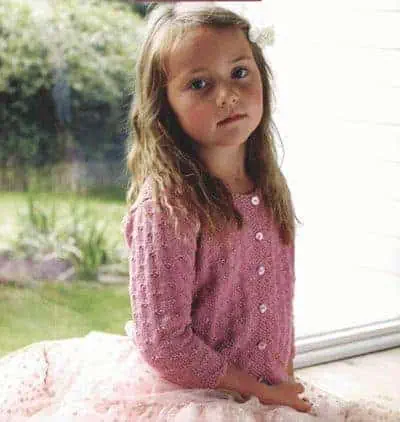 Knitting pattern ” Childrens knitted cardigan with beads”