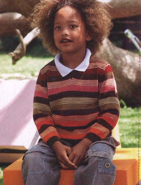 Striped sweater for kids -free knitting pattern