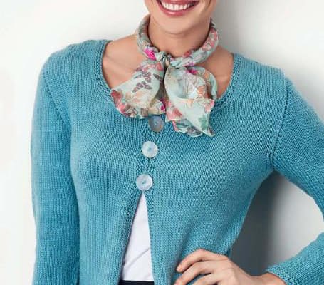 Blue cardigan-free knitting pattern