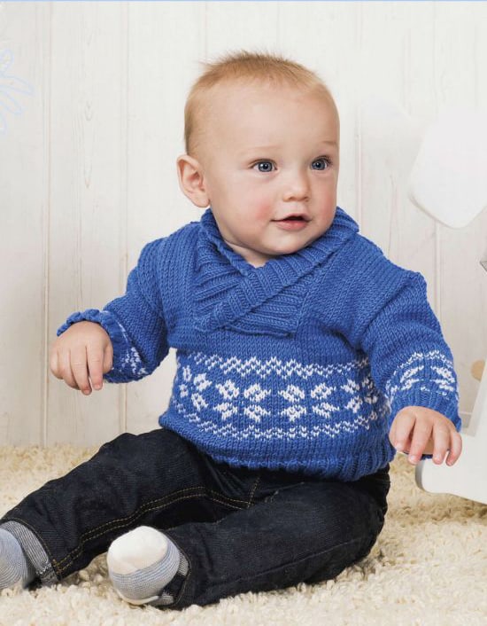 Scandi  style jumper with  hat for baby-free knitting pattern