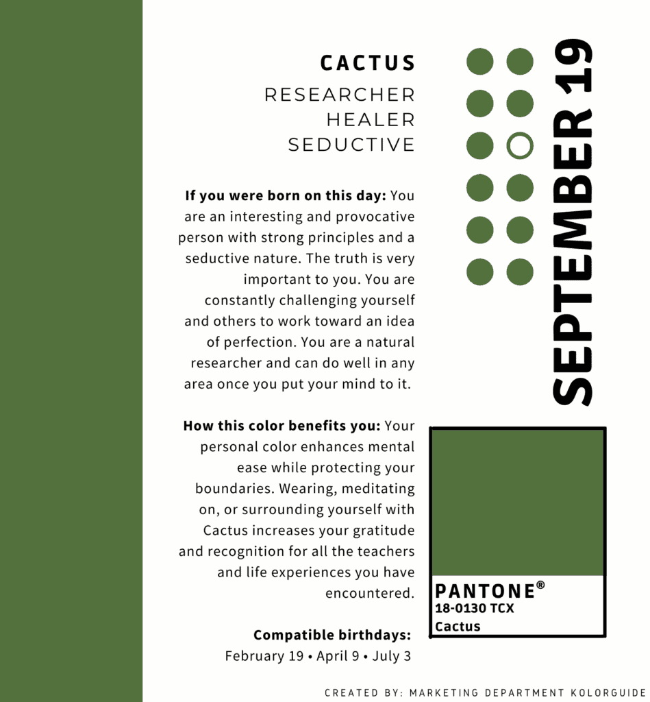 Color of the Day - Kolorguide (Pantone), Cactus September 19 1 19