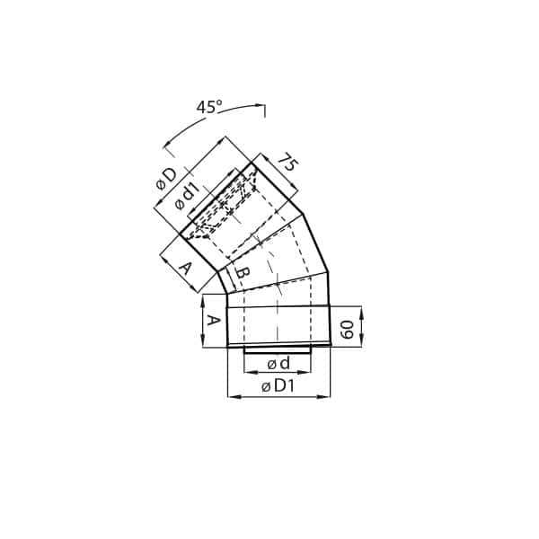 gazkom kolano 45 rysunek