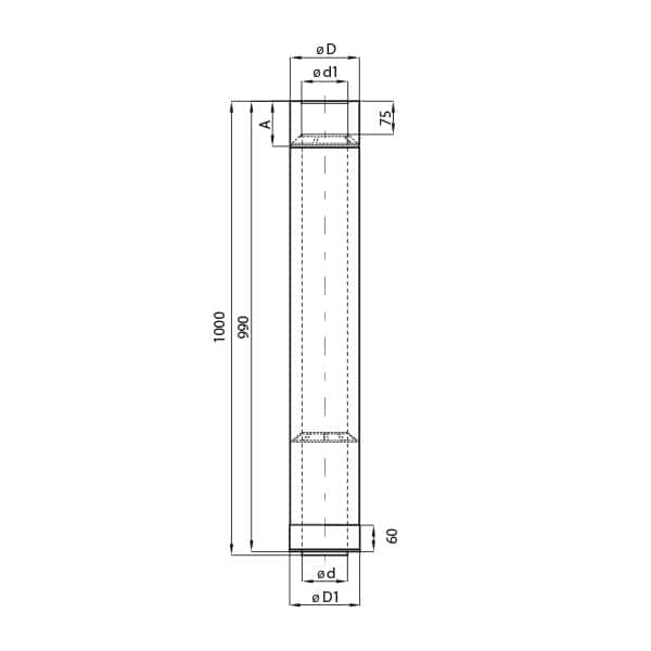 gazkom rura prosta 1m rysunek