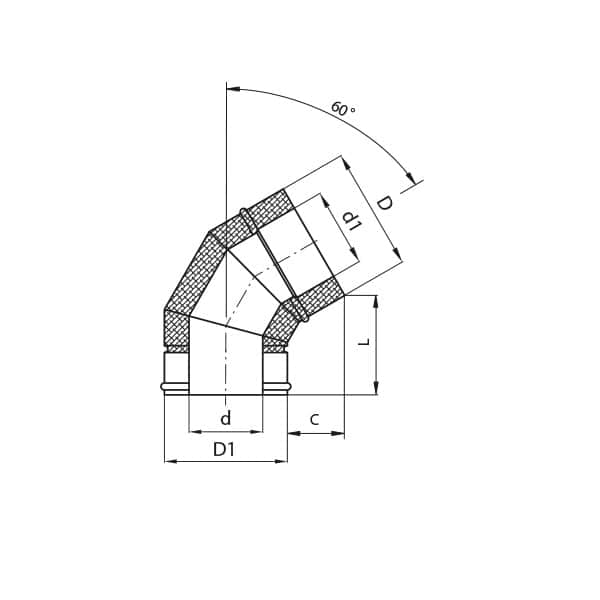 kominy kf kolano 60 rysunek