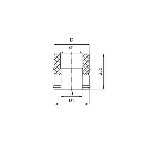 kominy kf rura prosta 0.25m rysunek