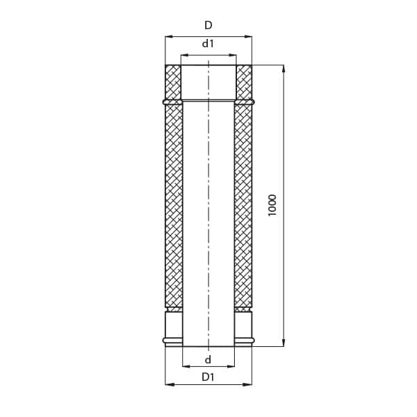 kominy kf rura prosta 1m rysunek