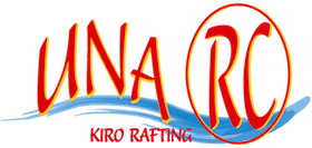 Una RC Kiro Rafting logo sa plavim talasom i crveno-žutim natpisom