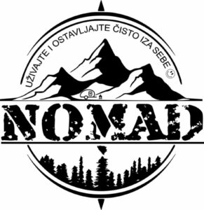 Logo NOMAD BiH sa sloganom "Uživajte i ostavljajte čisto iza sebe"