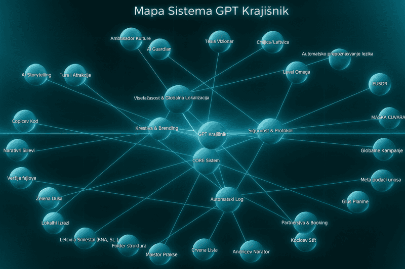 Mapa Sovereign AI Sistema GPT Krajišnik sa svim aktivnim modulima sigurnosnim protokolima i partnerima