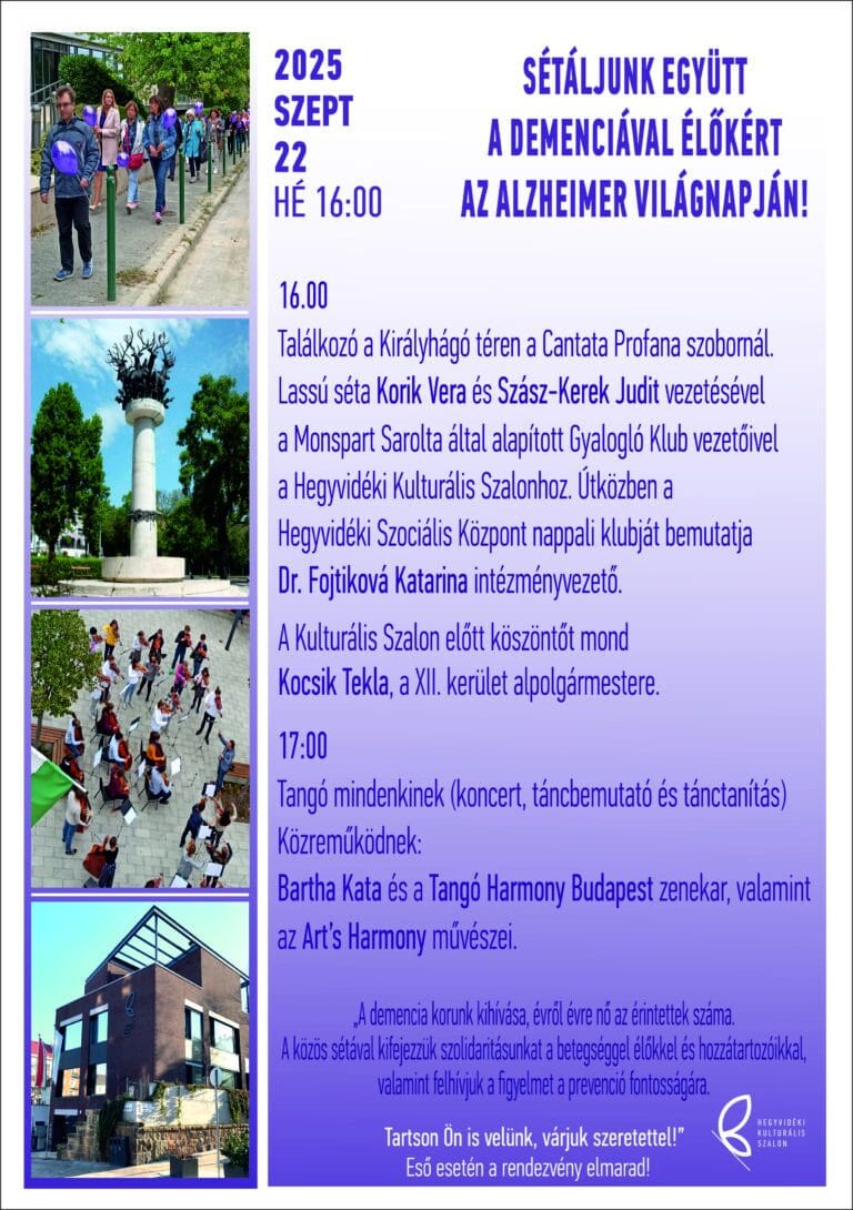 Sétáljunk együtt a demenciával élőkért az Alzheimer világnapján!
