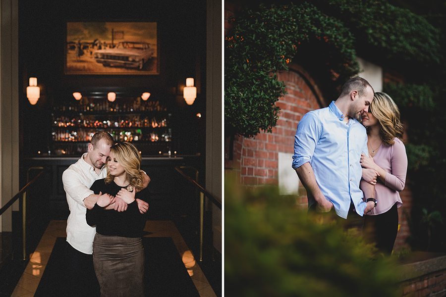 A downtown Portland engagement session at Sentinel Hotel, East Bank Esplanade, and Washington Park