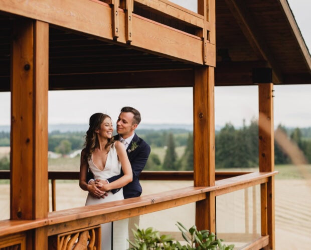 Bride And Groom Embracing At Scholls Valley Lodge In Wine Country 001