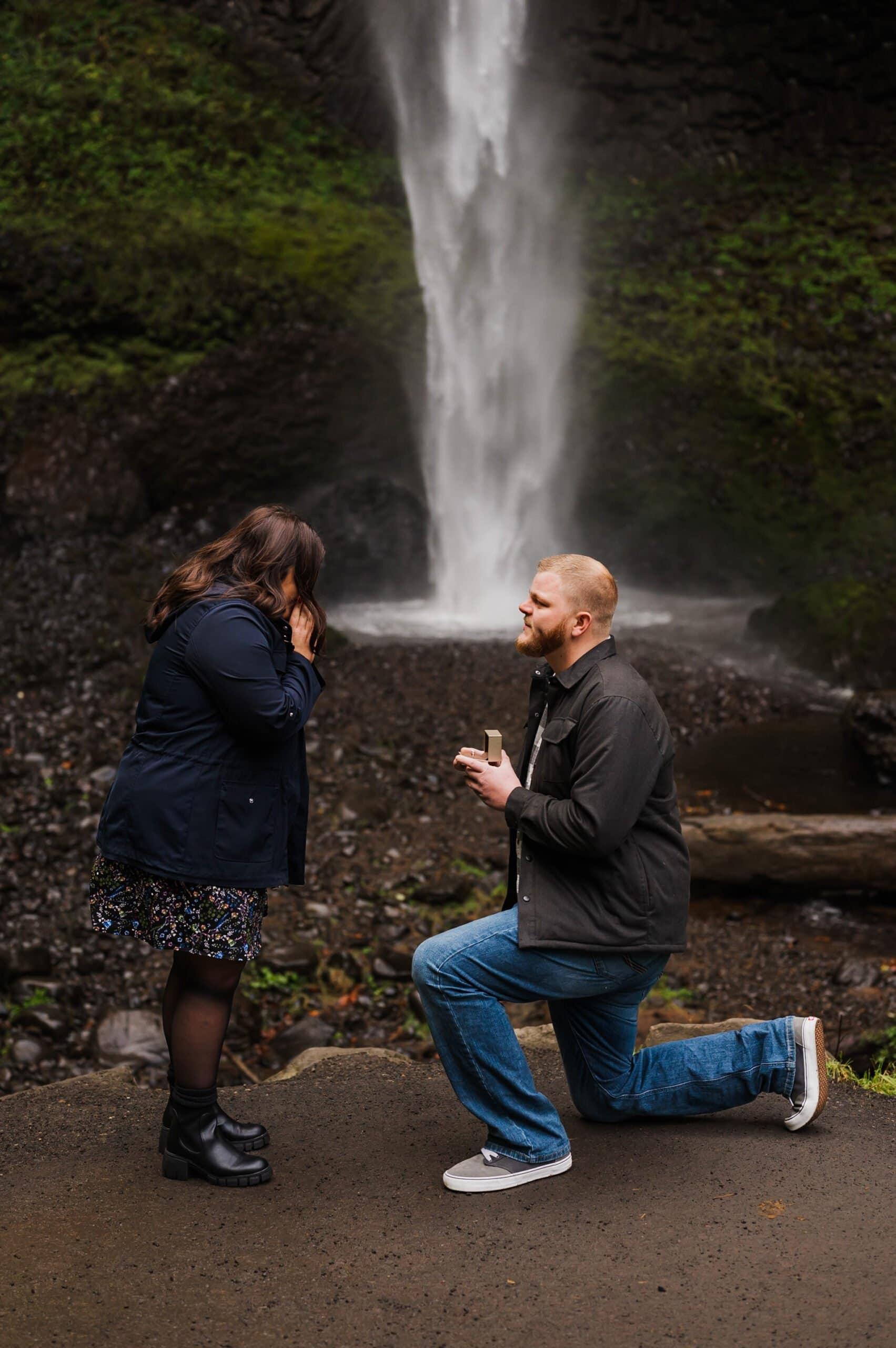 Latourell Falls Surprise Proposal Photography