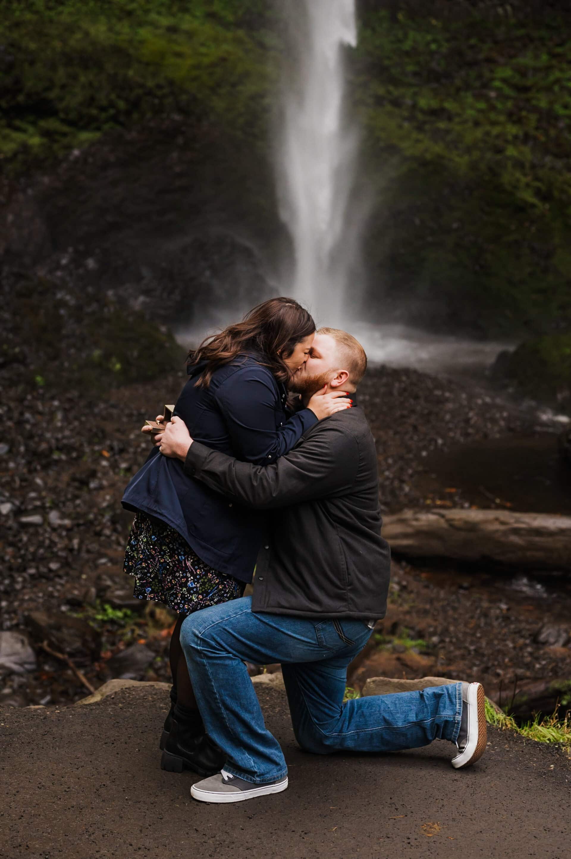 Latourell Falls Surprise Proposal Photography