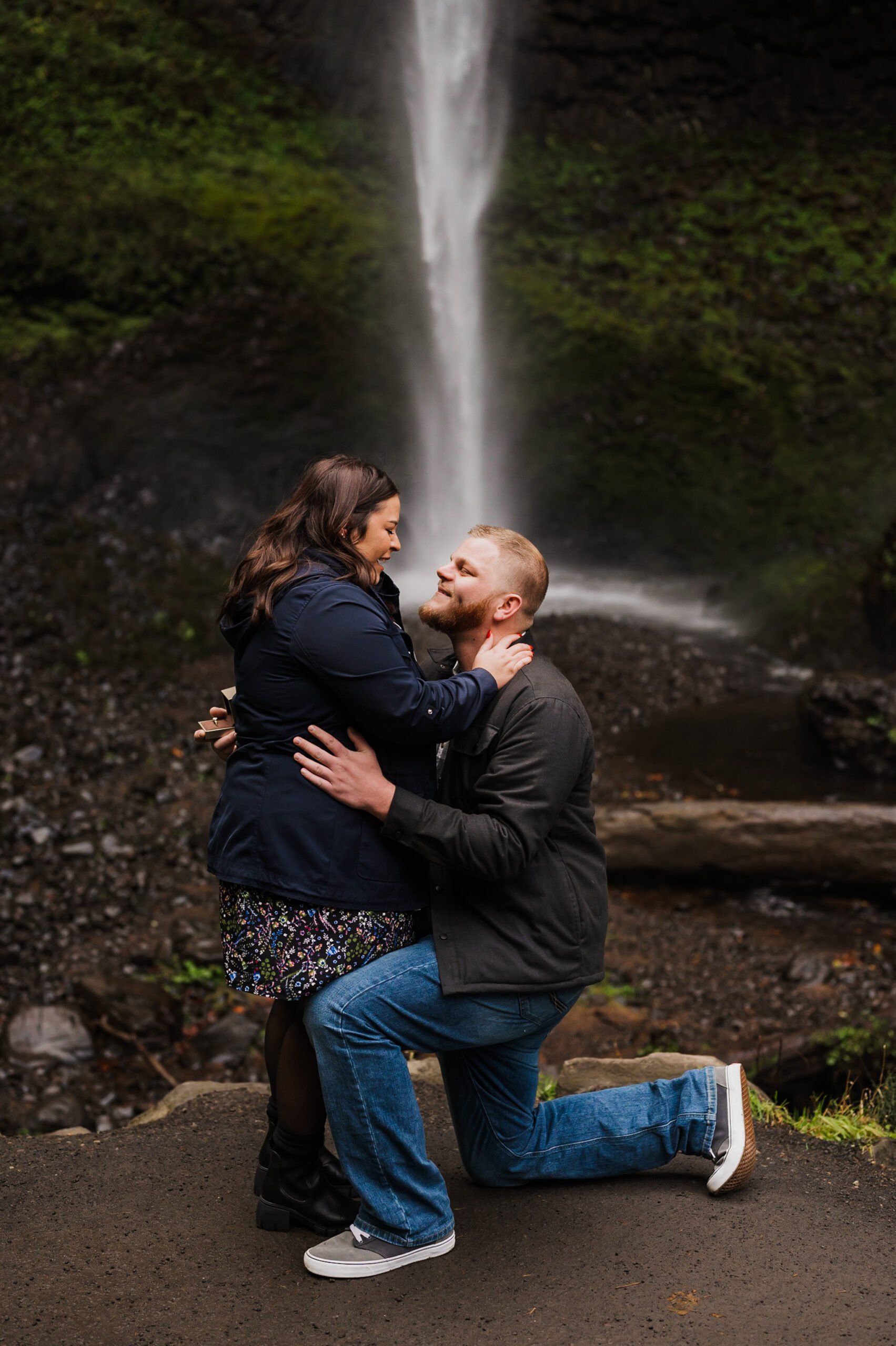 Latourell Falls Surprise Proposal Photography