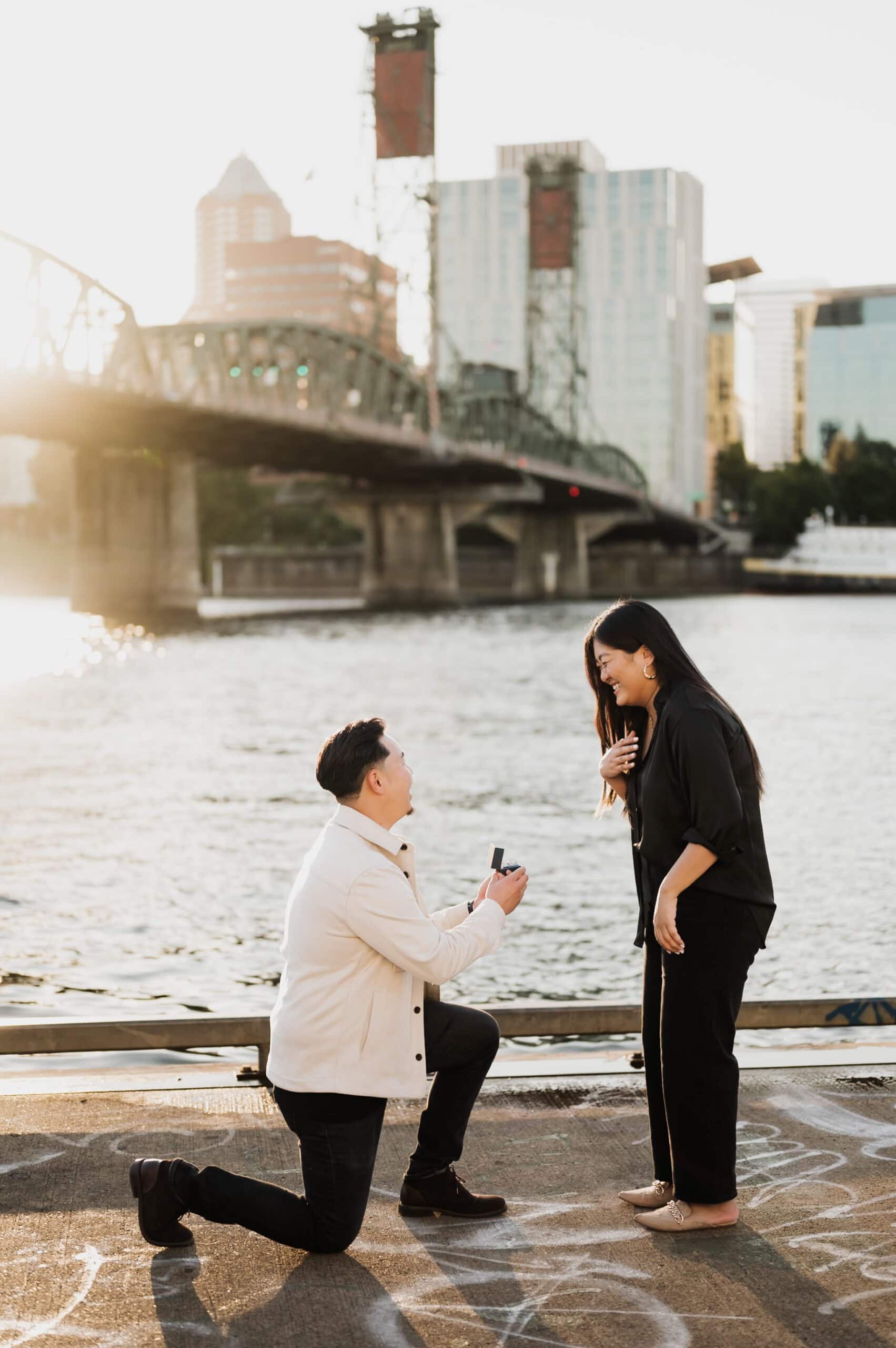 Portland Eastbank Esplanade Surprise Proposal Photography