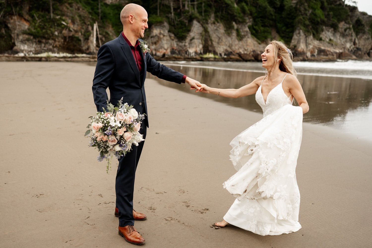 Short Sands Beach Oregon Coast Elopement Photography