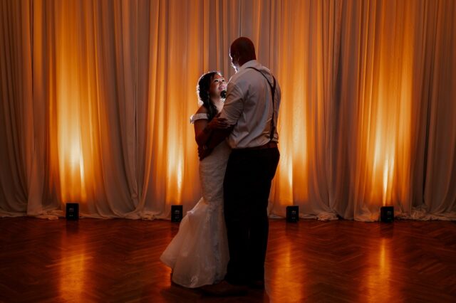 Background uplighting really is the special sauce for your reception vibes and creates interesting photo opportunities. Well worth the investment if you’re planning a wedding.