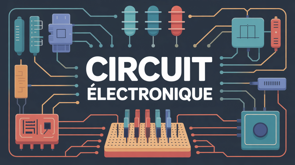 illustration vectorielle circuit electronique avec composants