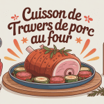 plat de travers de porc au four juteux avec légumes et accessoires