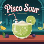 drink pisco sour illustration cocktail sur comptoir raffiné