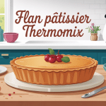 flan patissier thermomix doré sur table avec thermomix