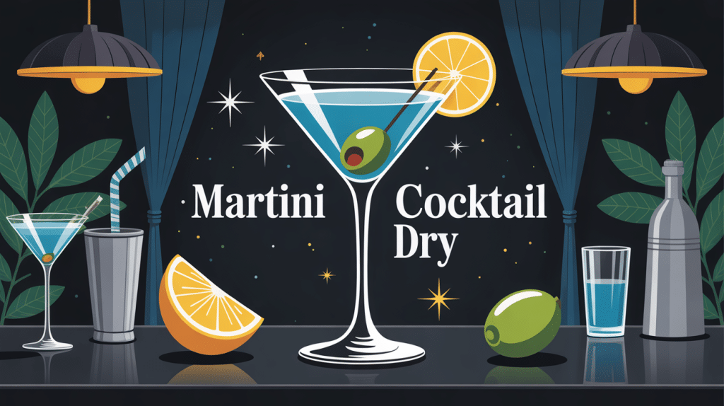 illustration raffinée martini cocktail dry bar chic