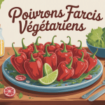 illustration poivrons farci vegetarien recette colorée