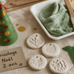 bricolage de noël pour petit de 2 ans cône décoré pâte à sel gommettes